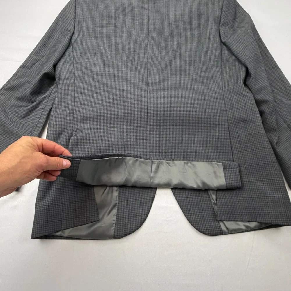 Peter Millar Blazer Mens 42R Grey Glen Check Plaid‎ 2-Button Sport Coat Canada